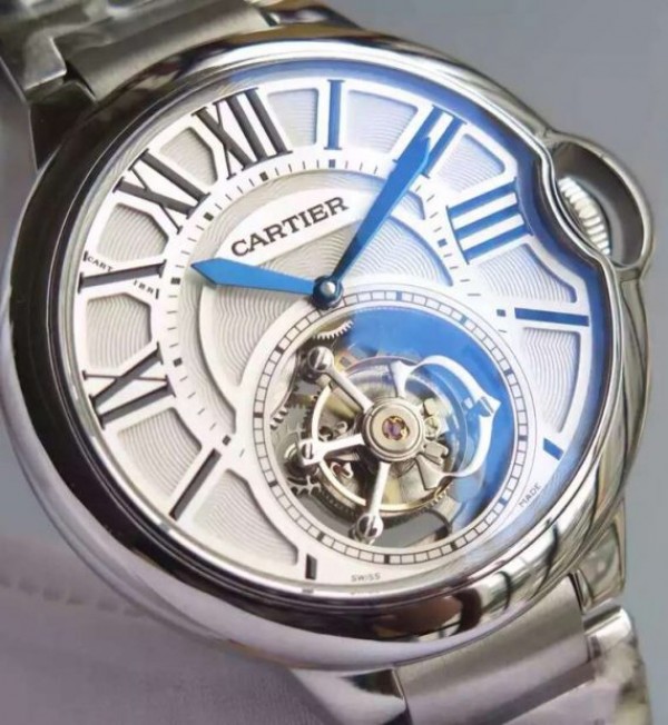 Replica Cartier Ballon Bleu Tourbillon 46MM White Dial SS Bracelet