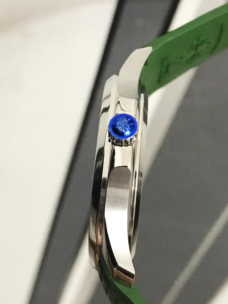 Replica PATEK PHILIPPE Aquanaut 5168G 42mm SS ZF 1:1 Best Edition Green Dial on Green Rubber Strap