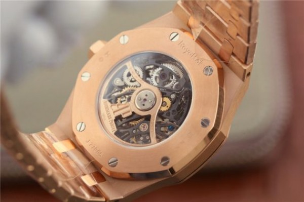 Replica Audemars Piguet Royal Oak 41mm Double Balance Wheel Openworked 15407 RG JF  RG Bracelet A3132