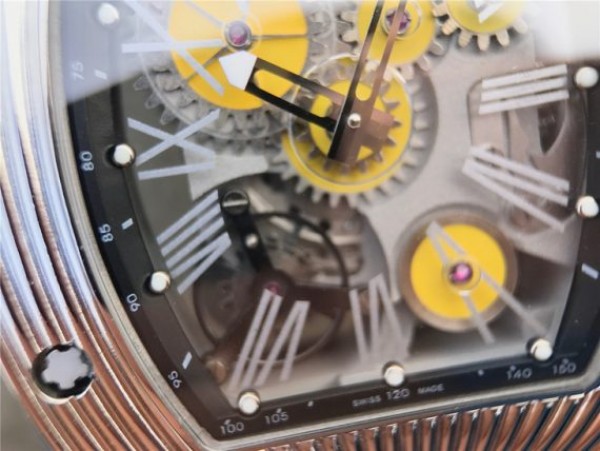 Replica Richard Mille RM018 Hommage a Boucheron SS Yellow Skeleton Dial Black Rubber Strap 6T51