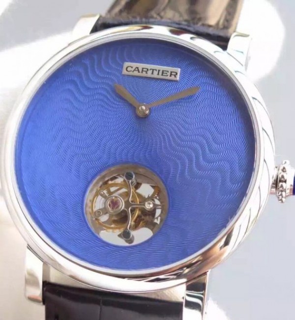 Replica Cartier Rotonde De Cartier Tourbillon SS Blue Dial