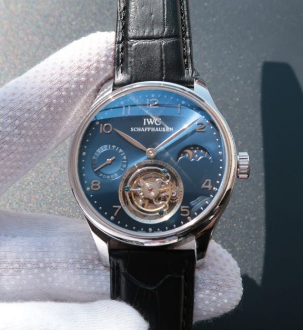 Replica IWC Portuguese Tourbillon Power Reserve Moonphase Blue Dial