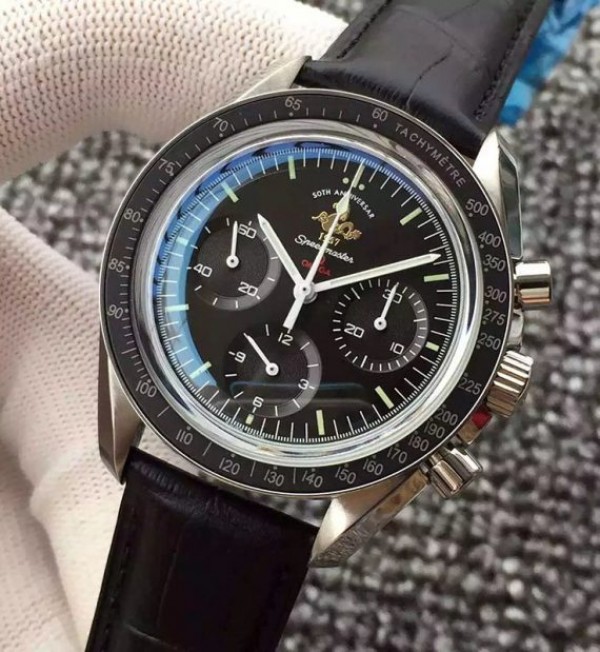 Replica Omega Speedmaster MoonWatch 1957 Black Dia Leathe Manual Winding