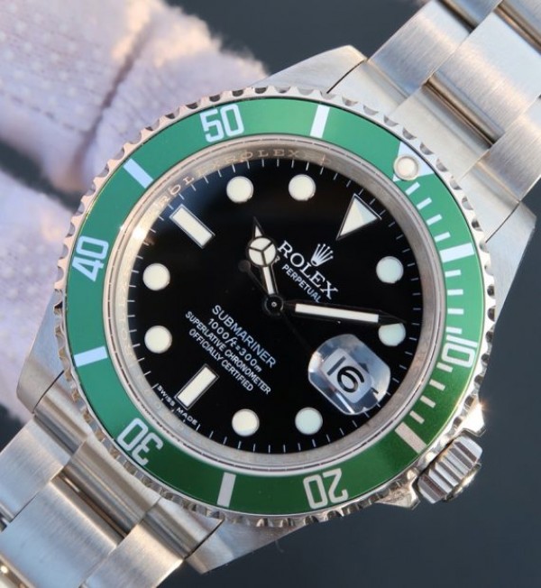Replica Rolex Submariner 16610 LV Green Metal Bezel Noob  SS Bracelet A2836