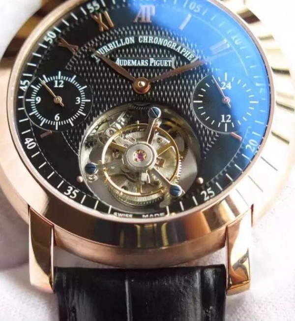 Replica Audemars Piguet Jules Audemars Tourbillon RG Black Dial