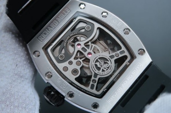 Replica Richard Mille RM057 Dragon Phoenix SS Case Diamonds Bezel Silver Dial Black Rubber Strap