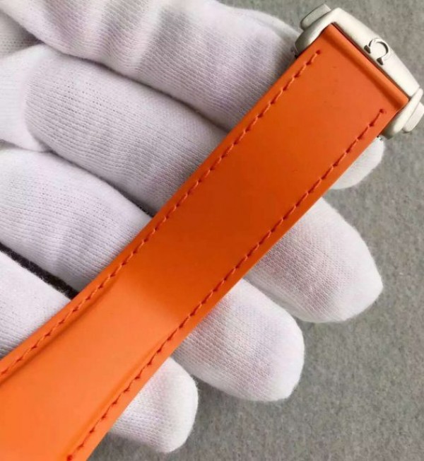 Replica Omega Planet Ocean 45mm Chrono Orange Bezel Black Dial Rubber Strap A9300