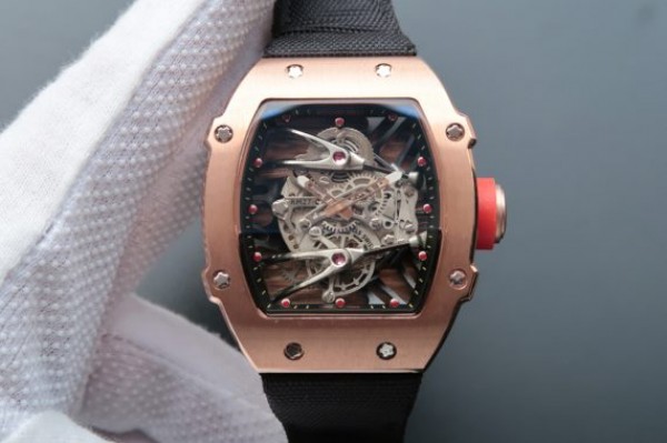 Replica Richard Mille RM027 RG Skeleton Dial Black Nylon Strap 6T51