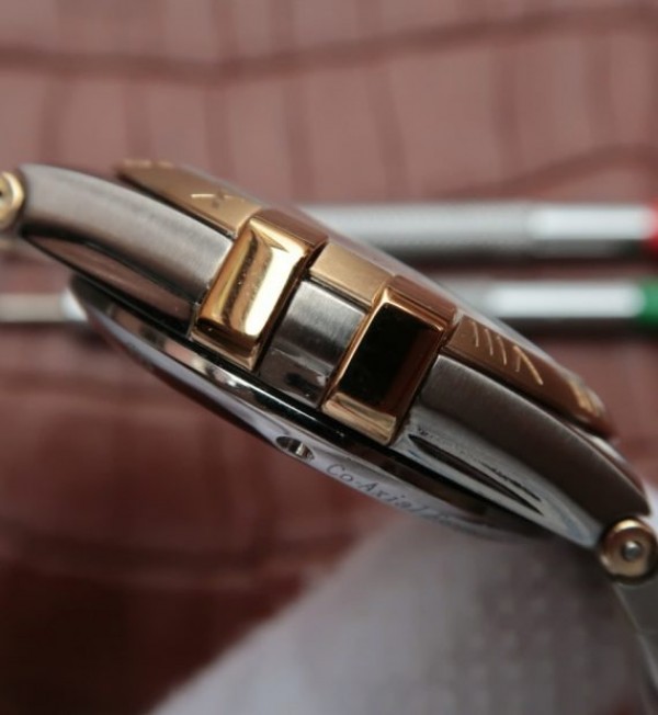 Replica Omega V6 Constellation 35mm White MOP Dial YG Bezel Diamonds Markers SS Bracelet A2500