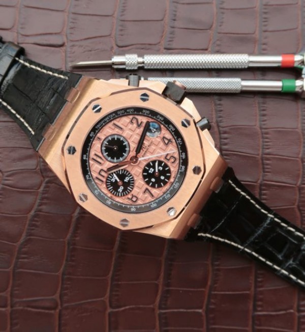 Replica Audemars Piguet JF Royal Oak Offshore 26470OR Gold Theme Leather Strap A3126