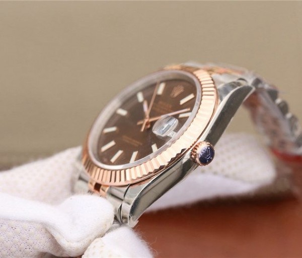 Replica Rolex DateJust 41mm 126331 RG Wrapped Brown Dial SS/RG SS Bracelet A3235