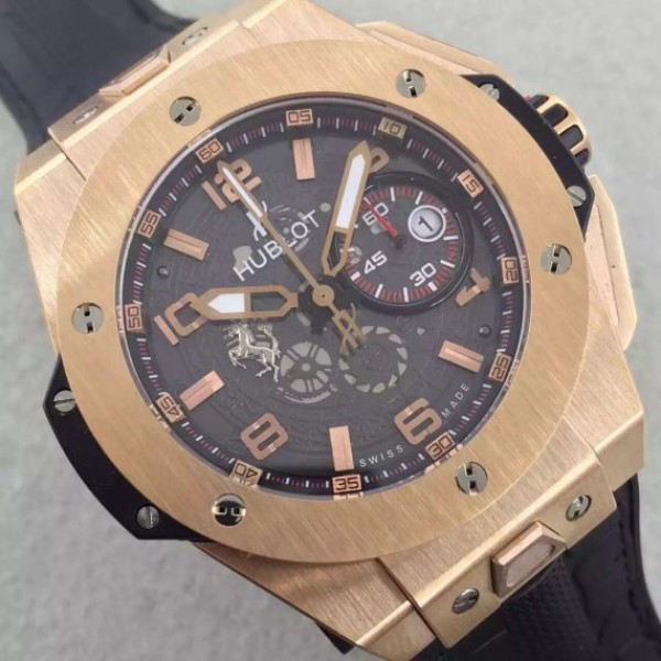 Replica Hublot Big Bang Ferrari Limited Edition RG Black Dial Black Rubber Strap A7753