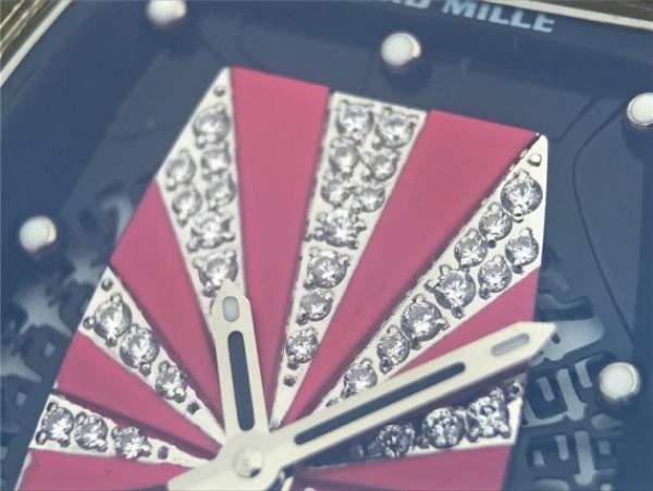 Replica Richard Mille RM 007 Lady SS Diamonds Black Inner Bezel White Rubber Strap 6T51