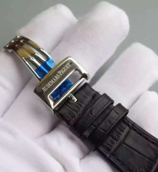 Replica Audemars Piguet TF Royal Oak 41mm Tourbillon SS Black Dial Black Leather Strap