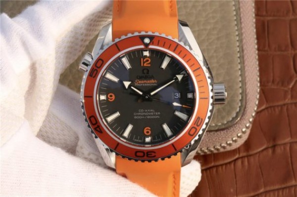 Replica Omega Planet Ocean Professional Orange Bezel 45mm OMF Rubber Strap A8500