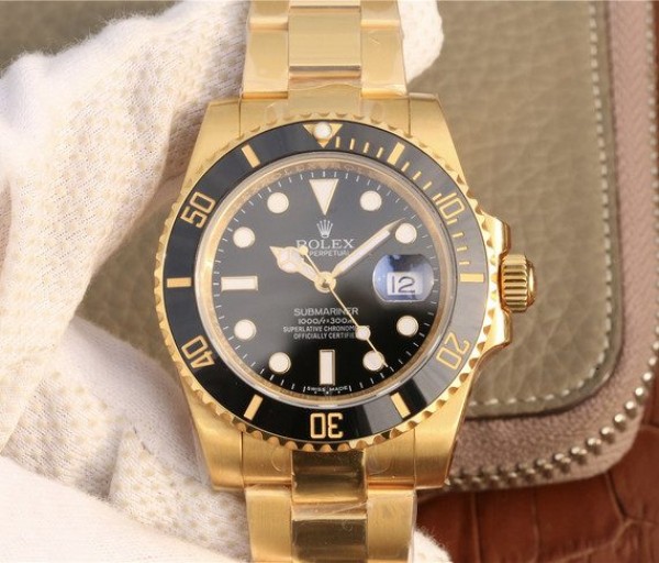 Replica Rolex Submariner 116613 LN YG Wrapped Black Dial YG Wrapped Bracelet Eta2836