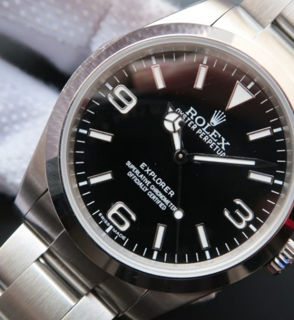 Replica Rolex EXPLORER I 214270 39mm Noob Black Dial SS Bracelet A2824