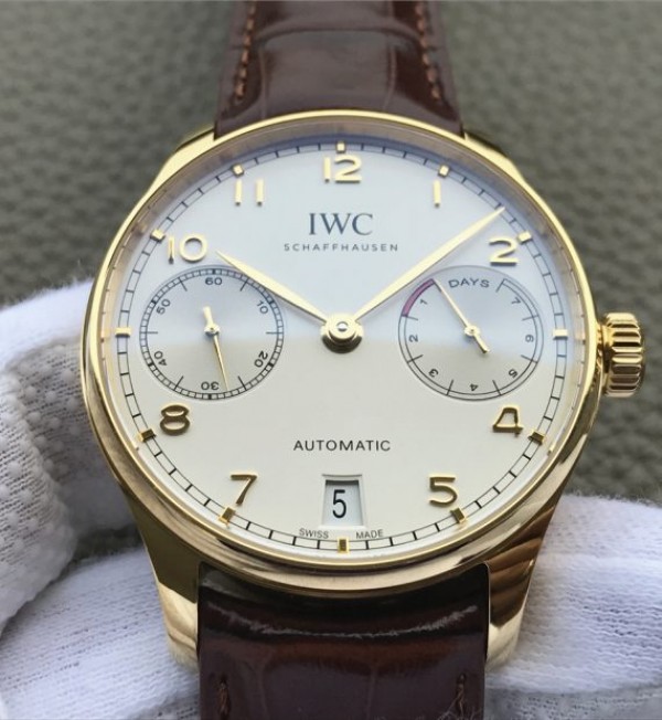 Replica IWC ZF Portuguese IW500101 YG White Dial Leather Strap A52010