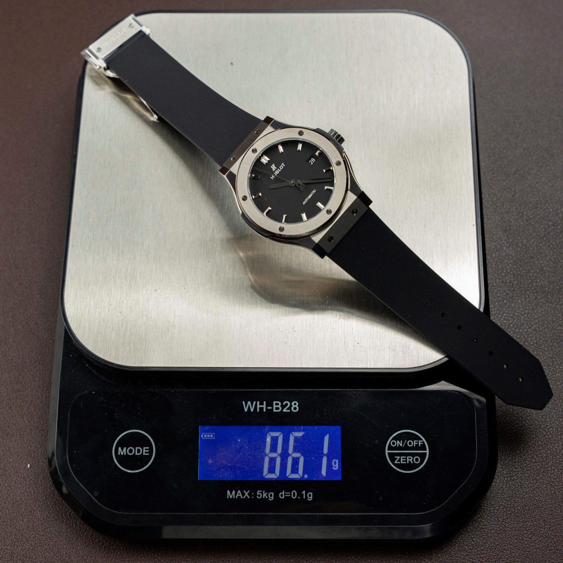 Hublot Classic Fusion Titanium Dial Black Replica Watch Movement SW300 Rubber Strap 42mm