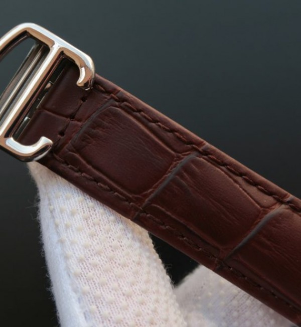 Replica Cartier Santos WH100651 Diamond SS White Dial Leather Strap A9015