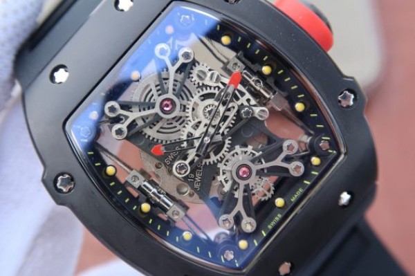 Replica Richard Mille RM027 PVD Skeleton Dial Black Rubber Strap 6T51