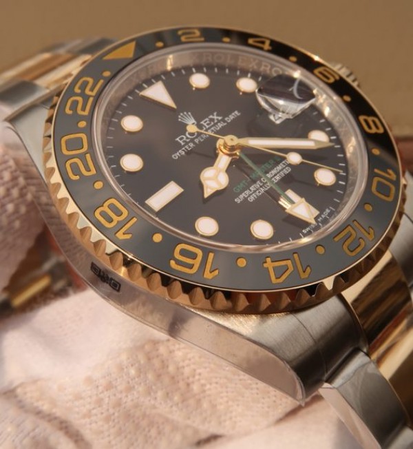 Replica Rolex GMT-Master II 116713 LN Black Ceramic Thick YG Wrapped Noob A3186