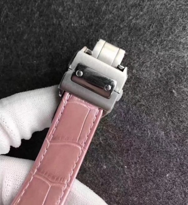 Replica Cartier Santos 100 33mm SS White Dial Pink Leather Strap SEIKO NH05A