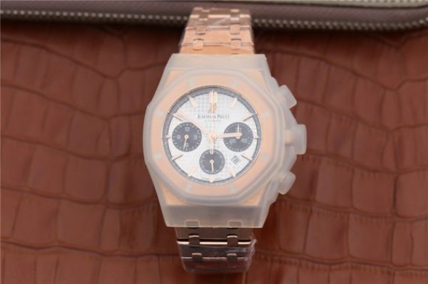 Replica Audemars Piguet Royal Oak Chronograph RG JHF White/Black Dial RG Bracelet A7750