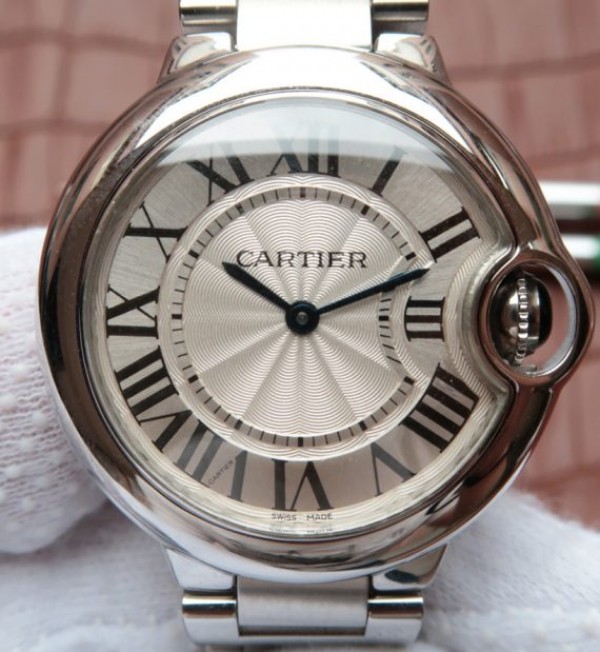Replica Cartier V6F Ballon Bleu 33mm White Dial SS Bracelet Ronda Quartz
