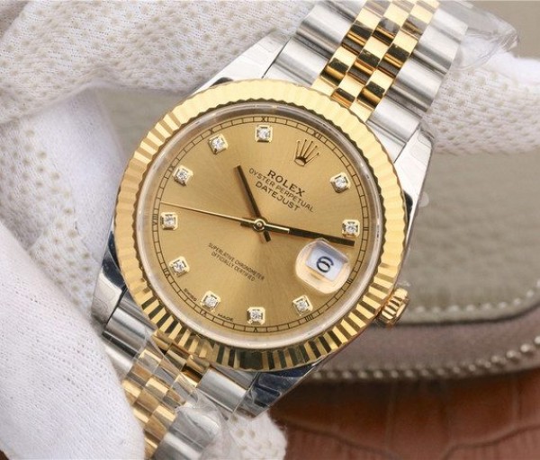 Replica Rolex DateJust 41mm 126333 Noob YG Wrapped YG Dial Diamonds Markers SS/YG Bracelet A3235