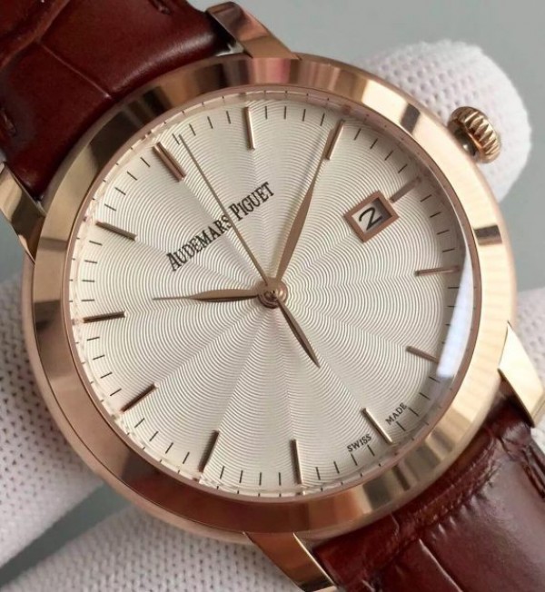 Replica Audemars Piguet Jules Audemars 15170 RG White Dial Leather Strap A3120