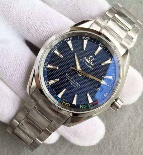 Replica Omega XF Seamaster CO-AXIAL Master PyeongChang 2018 Blue Dial SS Bracelet A8500