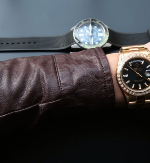 Replica Rolex Noob Day-Date 218399 YG Black Dial Bracelet A3255