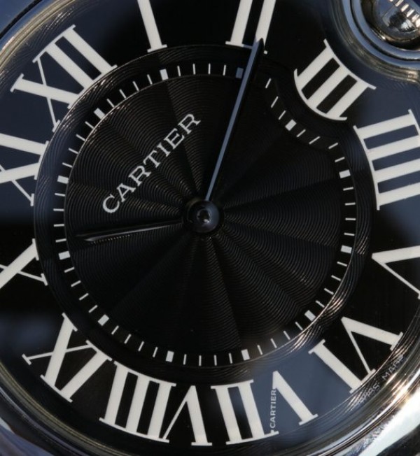 Replica Cartier TWF Ballon Bleu 46mm Black Textured Dial Leather Strap MIYOTA9015