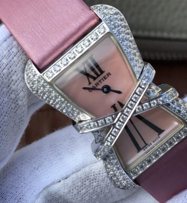 Replica Cartier High Jewelry Watches WJ306014 Pink Dial Pink Fabric Strap