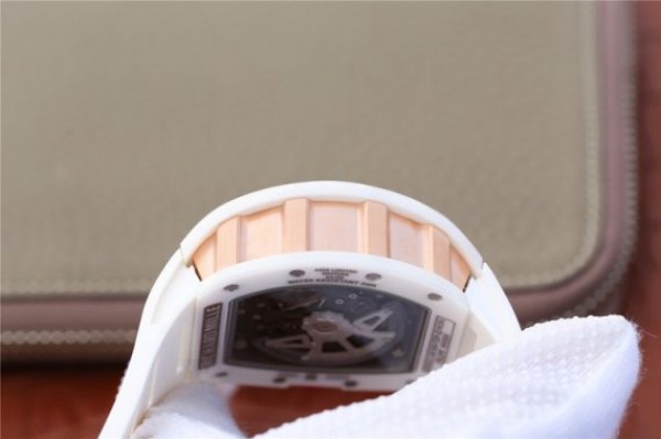 Replica Richard Mille RM011 RG White Ceramic Felipe Massa Black Inner Bezel White Rubber Strap A7750