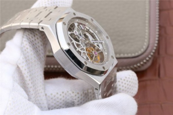 Replica Audemars Piguet Royal Oak Tourbillon Extra-Thin Openworked SS Skeleton Dial SS Bracelet
