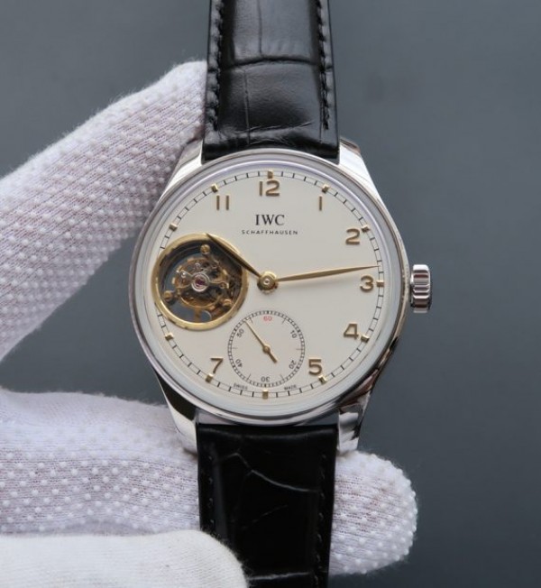 Replica IWC AZ Portuguese Tourbillon White Dial YG Markers