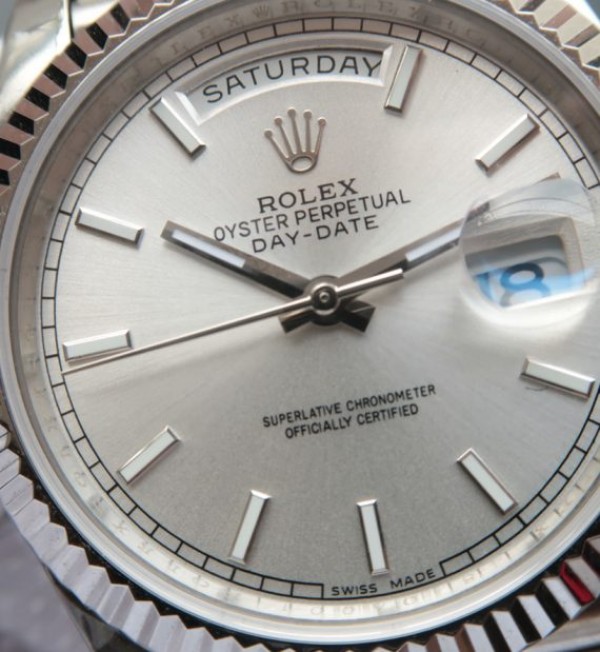 Replica Rolex Day-Date II SS Silver Dial SS Bracelet A3255