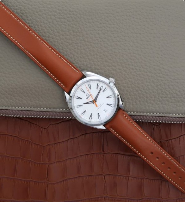 Replica Omega XF Aqua Terra Master White Textured Dial Orange Hands Leather A8900