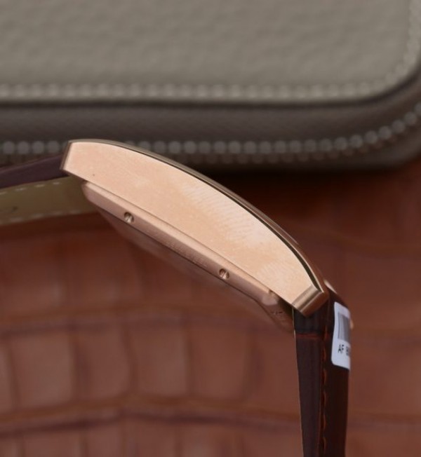 Replica Cartier Tank MC RG Gray Textured Dial Brown leather strap
