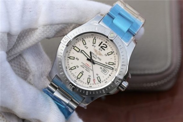 Replica Breitling Colt Automatic 44mm SS GF White Textured Dial SS Bracelet A2824