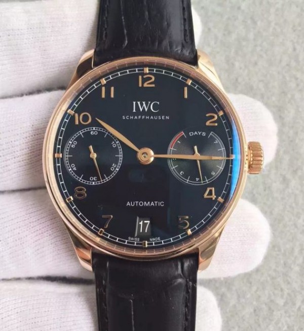 Replica IWC ZF Portuguese RG IW5007 Black Dial Leather Strap A52010