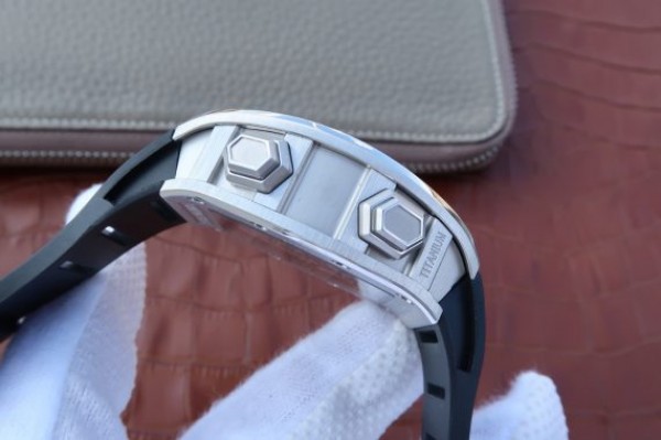 Replica Richard Mille RM069 SS Fake Tourbillon Skeleton Dial Black Rubber Strap A23J