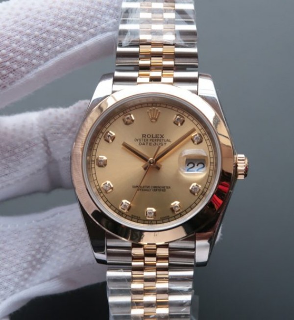 Replica Rolex DateJust 41mm 126303 Noob RG Wrapped RG Dial Diamonds Markers SS/RG Bracelet A2836