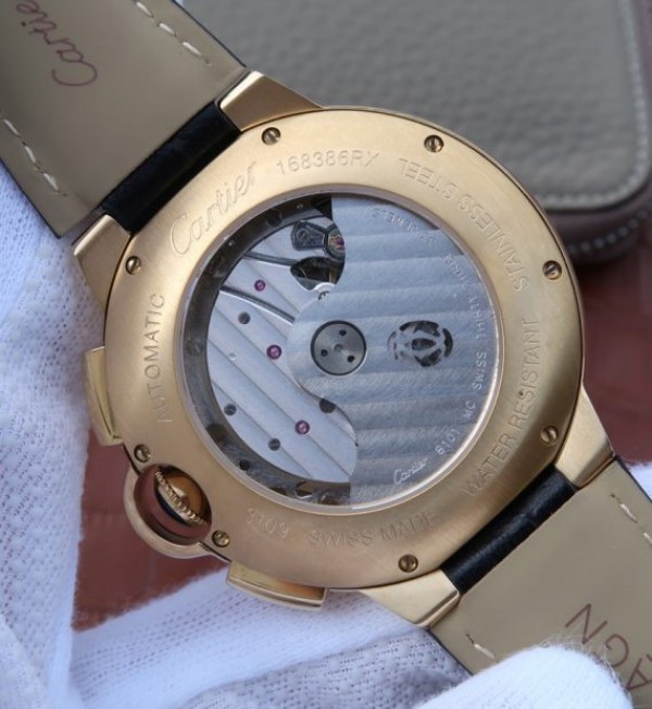 Replica Cartier Ballon Bleu De Cartier Chrono YG White Dial Diamonds Bezel A8101