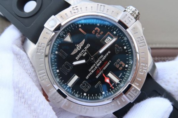 Replica Breitling Avenger II Seawolf SS GF Black Dial Black Rubber Strap A2824