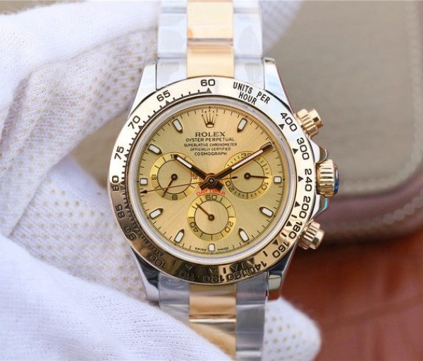Replica Rolex Daytona 116523 Thick YG Wrapped YG Dial SS/YG Bracelet A7750