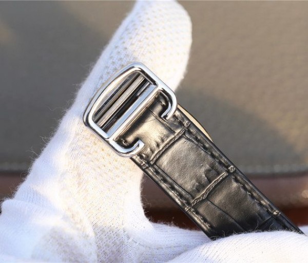Replica Cartier Ballon Bleu de Cartier Tourbillon SS Leather Strap