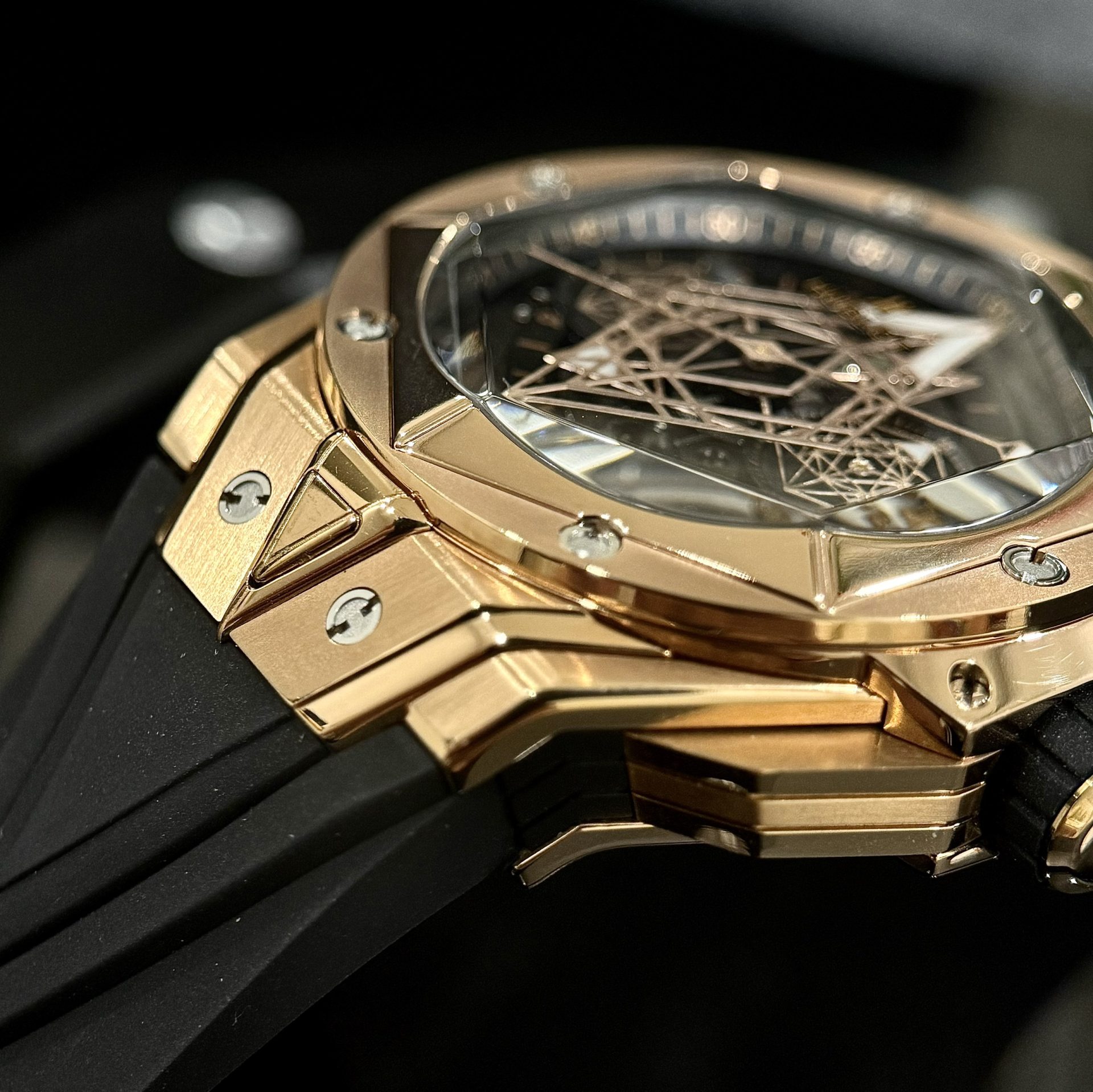 Hublot Replica Watches Big Bang Sang Bleu ll King Gold Black Dial BBF 45mm